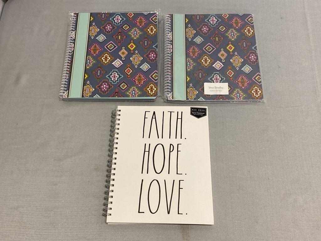 2 Vera Bradley & 1 Rae Dunn Spiral Notebooks