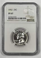 1952 Washington Silver Quarter Proof NGC PF67