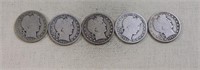 5 1902 barber half dollars