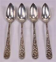4 Stieff "Rose" spoons, 6" long, 130.29g