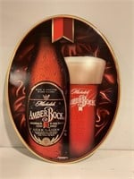 MICHELOB AMBER ROCK METAL EMBOSSED OVAL SIGN -