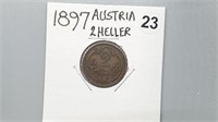 1897 Austria Two Heller gn4023