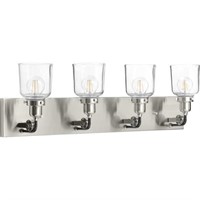 Rushton Collection 4-Light Brushed Nickel Clear Gl