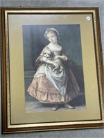 Framed Print - Countess Stanhope Holding A Dog By