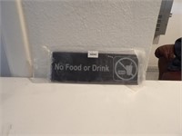 New  "NO FOOD OR DRINK" BLACK SIGN/WHIT