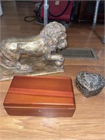 sample Lane Cedar Chest, trinket box & Lion Decor