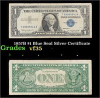 1957B $1 Blue Seal Silver Certificate Grades vf++