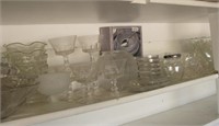 Assorted Glass Stemware, Punch Bowl, Dishes & More