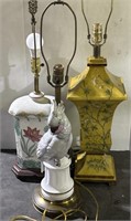 (E) Table Lamps. Ceramic Floral, Porcelain & Brass