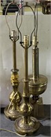 (E) 3 Vintage Brass Lamps tallest 32”