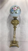 Vintage Marble Kerosene Lamp w/ Globe