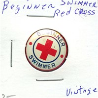 Beginner Swimmer Red Cross Pinback