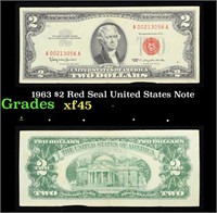 1963 $2 Red Seal United States Note Grades xf+