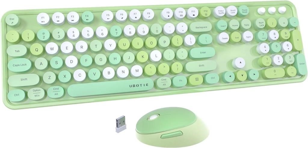 UBOTIE Wireless Keyboard Mouse Combo (Green)