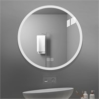 24 Round LED Mirror  Anti-Fog  Wall Mounted