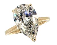 14k Gold 5.05 ct Pear Cut Lab Diamond Ring