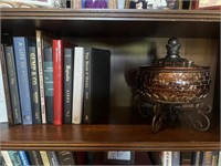 DECORATIVE LIDDED JAR WITH STAND AND BOOKS