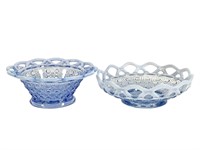 2 Imperial Glass Cane Bowls Light Blue Opal