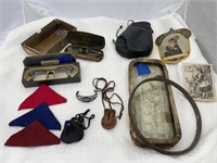 Display Case Old Glasses Leather Bag & More