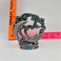 Metal Dolphin Candle Holder