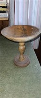 Hand carved solid wood 9-in stemmed compote