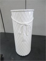 WHITE PORCELAIN UMBRELLA STAND (APPROX. 21" HIGH)