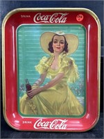1938 GIRL IN YELLOW DRESS COCA-COLA METAL TRAY