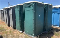 10- Gray and Green Portable Toilets