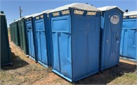 10- Blue and Green Portable Toilets