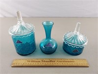 Vintage Morgantown Glass Candy Dishes & Vase