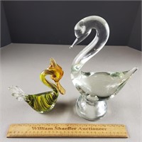 Glass Swan & Duck 7" & 11" H