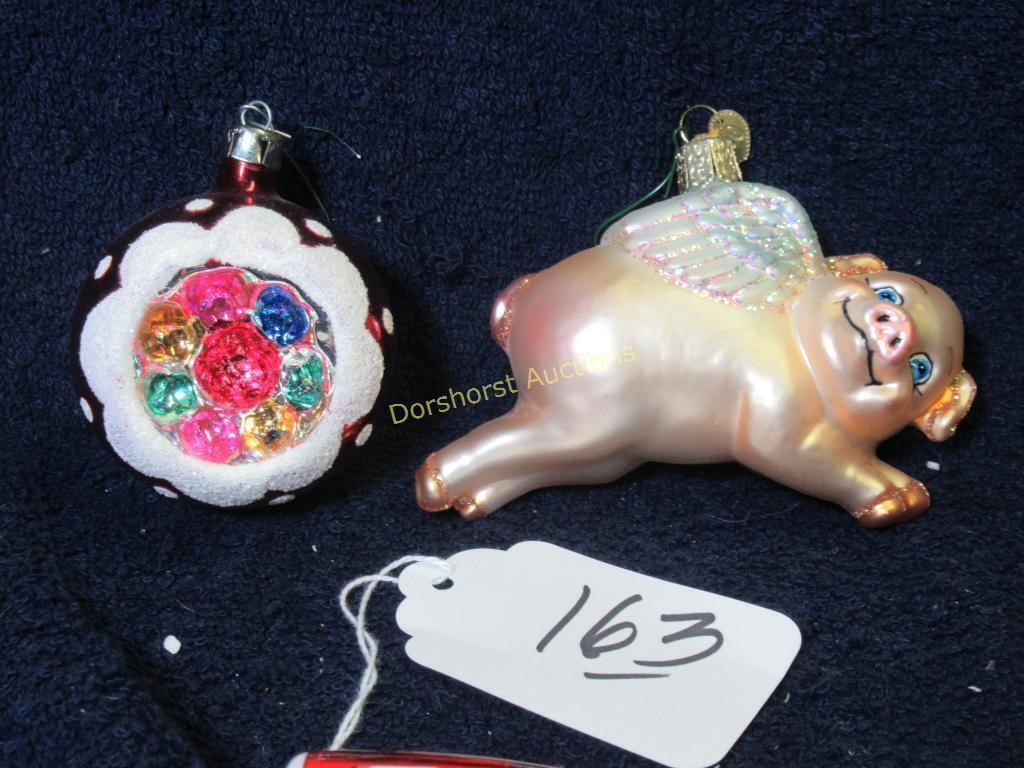 OLD WORLD CHRISTMAS FLYING PIG & UNMARKED - BOTH