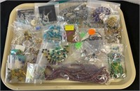 Jewelry - tray lot of costume jewelry - earrings,