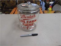 Vintage Log Cabin Fudge Jar