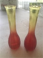 Pair of Amberina Vases