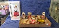 Tray Of (5) Assorted Dolls/Figurines & More