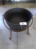 Cast Iron Kettle with Handle on Stand