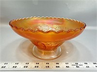 DUGAN CARNIVAL GLASS DOME FOOTED BOWL DOUBLE STEM