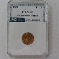 1929 Gold $2.5 Indian PCG Graded MS65