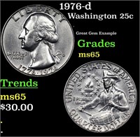 1976-d Washington Quarter 25c Grades GEM Unc