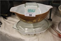 3PC PYREX 1 BOWL 1 DIVIDED DISH W/LID PLUS