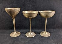 Three Silver Plated Stemmed Goblets