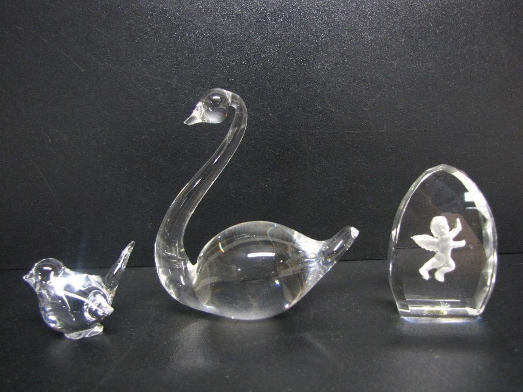 3 ASSORTED GLASS FIGURES