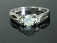 STERLING SILVER AQUAMARINE RING SIZE 7