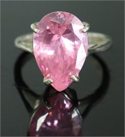 STERLING SILVER PINK ICE RING  SIZE  5.75
