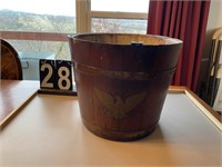 Vintage/Antq Wooden Bucket With  Embossed Eagle