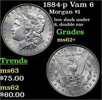 1884-p Vam 6 Morgan Dollar $1 Grades Select Unc