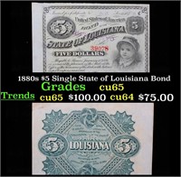 1880s $5 Single State of Louisiana Bond Grades Gem
