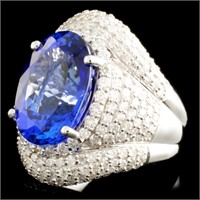 8.30ct Tanzanite & 2.18ctw Diam Ring: 18K Gold