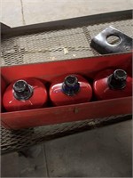 Red metal fuel cans and case